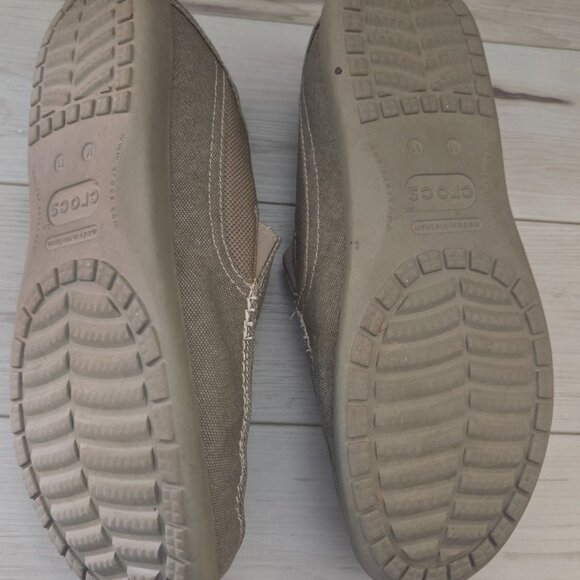 Mens Crocs Santa Cruz Shoes Size 11 Triple Comfort Taupe Canvas Slip On Loafers - Picture 9 of 11